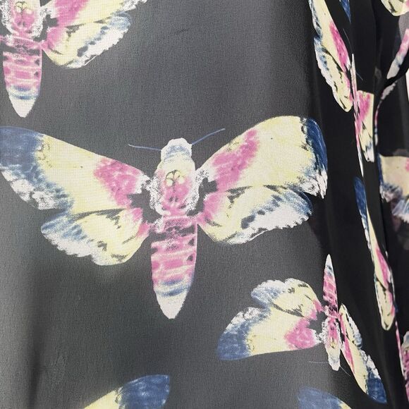 Black Sheer Butterfly Fairy Grunge Whimsigoth Flowy Oversize High Low Top Medium - Picture 5 of 9